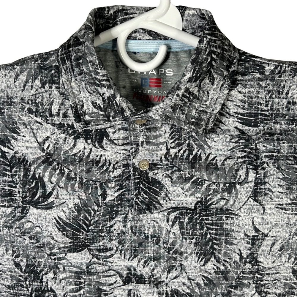 Chaps Men's‎ Everyday Performance Polo Shirt Size S Palm Leaf Print Short Sleeve